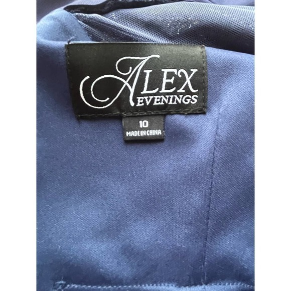 Alex Evenings Sequin Ruched Chiffon Column Gown in NAVY Size 10 NWT MSRP $209 - Picture 12 of 16